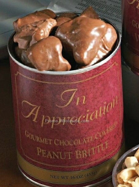 "in Appreciation" Labeled Tin W/ Chocolate Covered Peanut Brittle