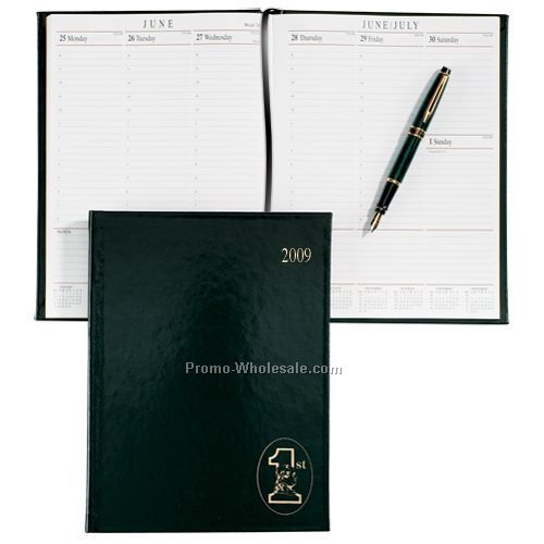 10"x7-1/2" Black Cherry Sun Graphix Bonded Leather Desk Planner