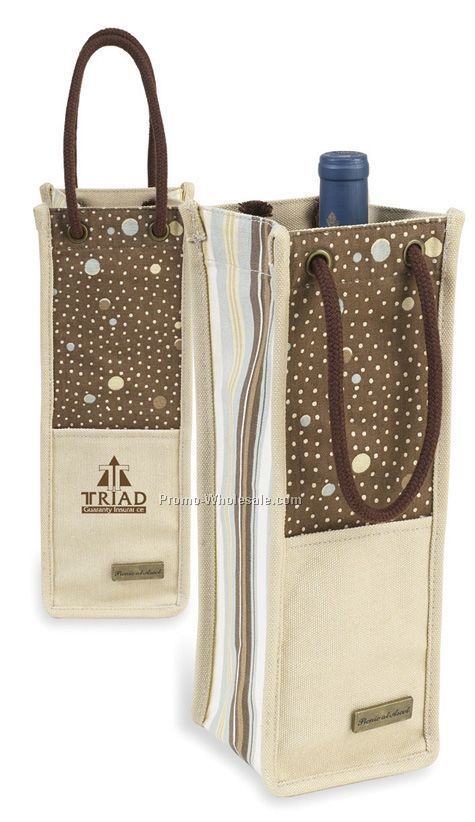 13-1/4"x4-1/2"x4-1/2" Santa Cruz Single Bottle Wine Tote