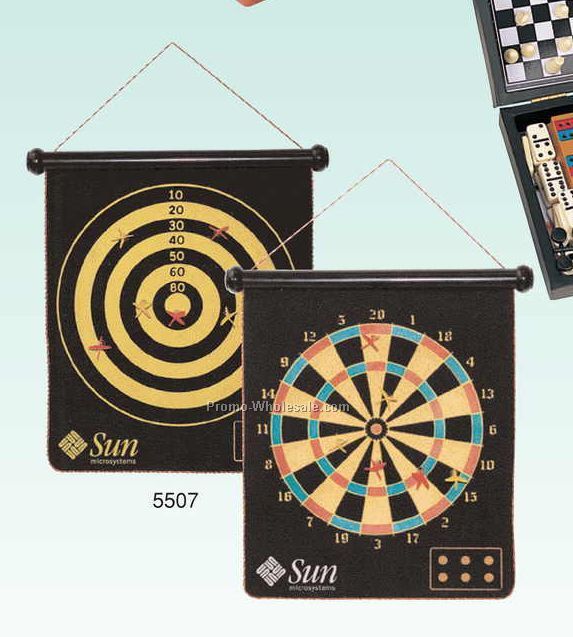 16" Magnetic 2 Sided Roll Up Velvet Dart Game (Screened)