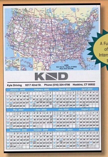 17"x25" U.s. Map Year-in-view Calendar - Thru 04/30/09