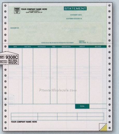 2 Part Classic Continuous Statement W/ Columns (Peachtree Accounting)