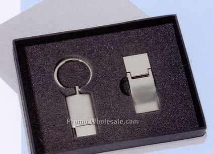 2-tone Money Clip & Key Tag Gift Set