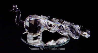 2"x4-1/4" Optic Crystal Clear Feather Peacock Figurine