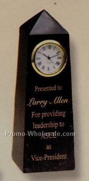 2"x6" Black Marble Obelisk Award With Clock