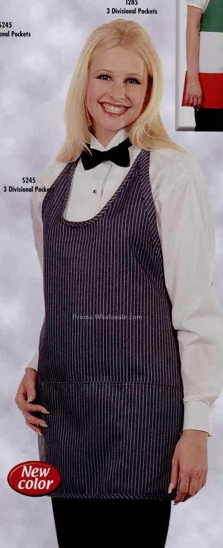 23"x28" Solid Color Scoop Neck Bib Apron W/ 3 Divisional Pocket