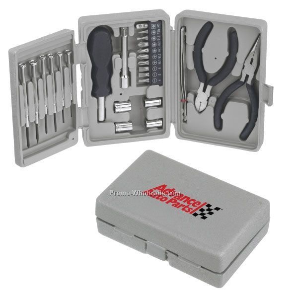 26 Piece Deluxe Tool Kit W/ Tweezers/ Pliers/ Bit Driver