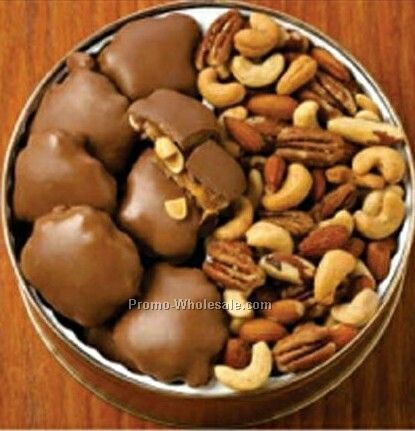 28 Oz. Peanut Clusters/ Deluxe Mix Nuts Custom Gift Tin