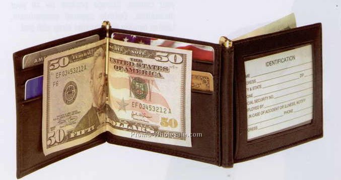 3-1/2"x4-1/2"x1/2" Leather Men's Double Money Clip