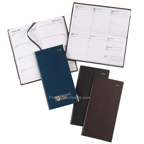 3-1/8"x6-1/2" Black Classic Planner W/ Horizontal Pocket