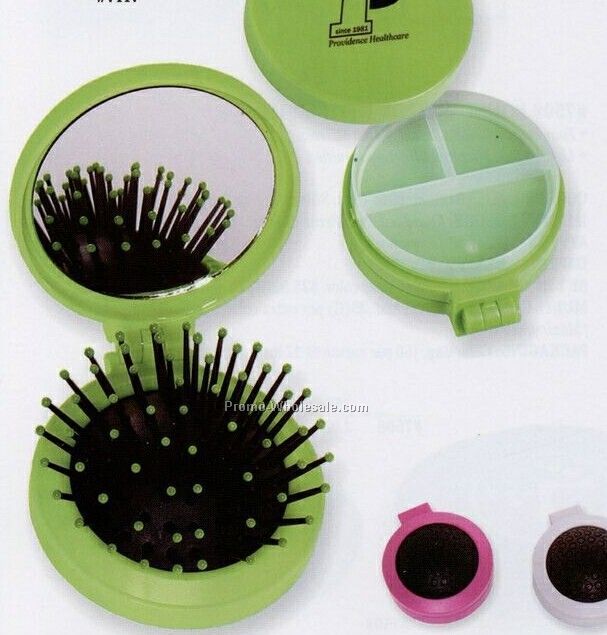 3-in-1 Brush / Mirror / Pill Case Kit