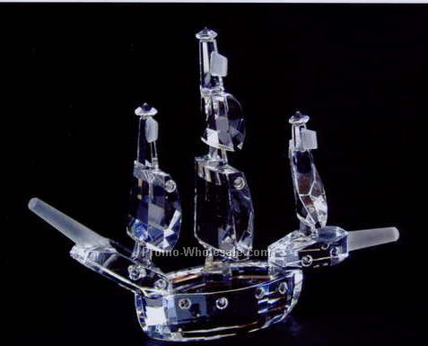 4-1/4" Optic Crystal Sailboat Figurine