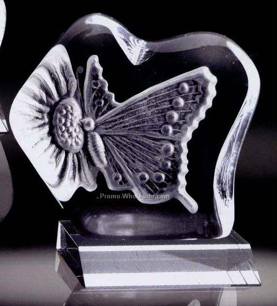 4-4/5" Animal On Base Butterfly Crystal Sculpture