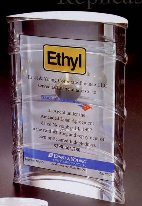 4"x5-3/4"x1-3/4" Acrylic Half Barrel Replica Award