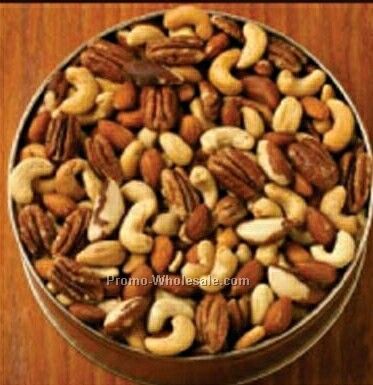 48 Oz. Deluxe Mixed Nuts Custom Gift Tin (No Peanuts)