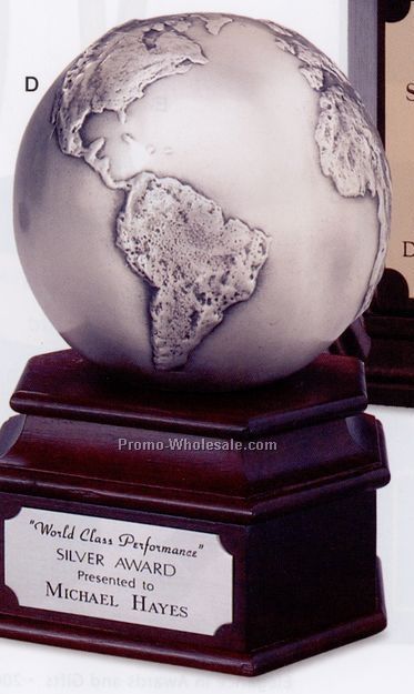 6-1/4" Worlds Greatest Triple Plated Antique Silver Globe