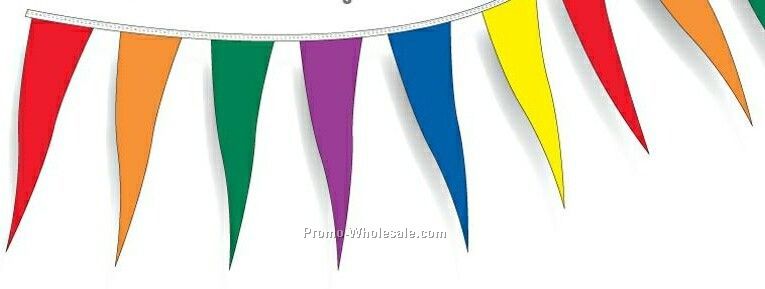 6"x18" Spectrum Wind Beater 30' Pennants W/ 20 Per String - Multi-color