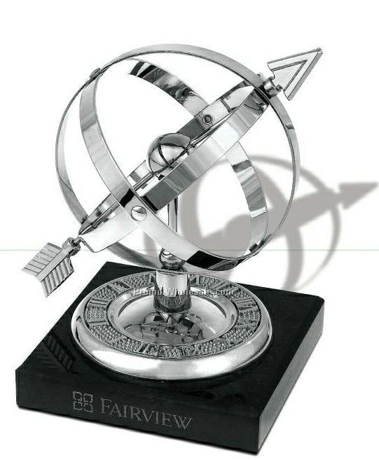 6"x4" Armillary Brass Award W/ Marble Base