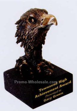 7-1/2"x4-1/2"x4-1/2" Copper Coated Eagle Head Figure Award W/ Attached Base