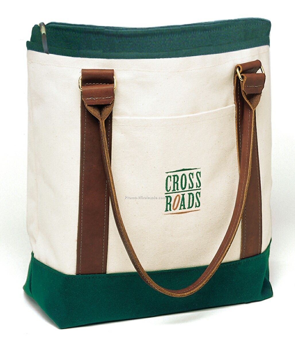 727 (C) N Drz Large Two-tone Tote With Full Leather Handle