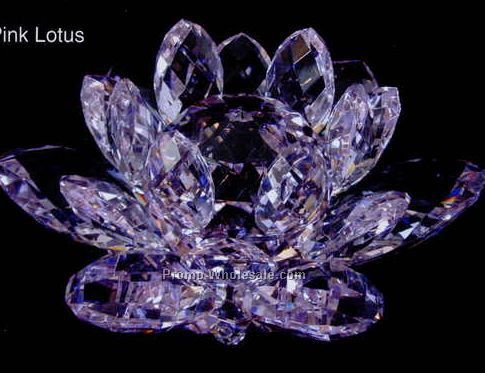 8" Optic Crystal Pink Lotus Figurine