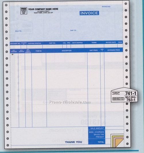 8-1/2"x11" 3 Part Parchment Continuous Invoice