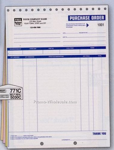 8-1/2"x11" High-impact 3 Part Large Purchase Order