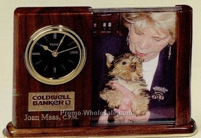 8"x5-1/4"x1-1/2" Laser Engraved Walnut Series Desk Clock