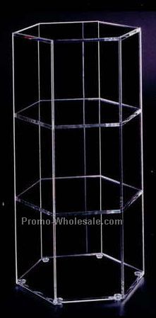 9-1/2"x8-1/4"x18" Hexagonal Display Case W/ 2 Shelves