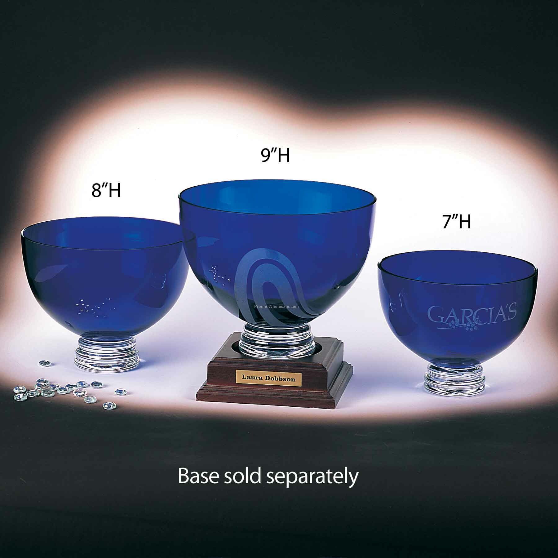 9-3/4" Pomegranate Cobalt Blue Glass Vase Award