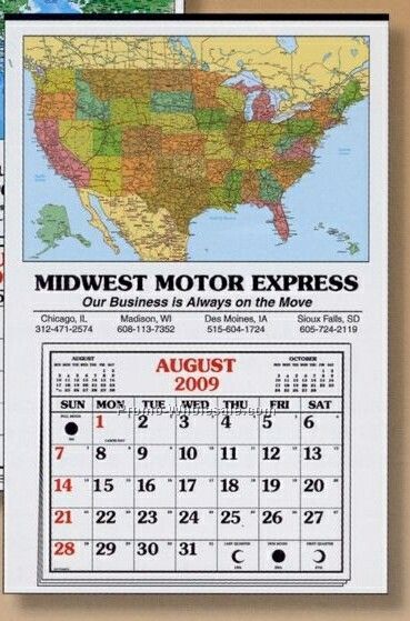 Academic Color Coded U. S. Map Full Apron Calendar - Thru 04/30/09