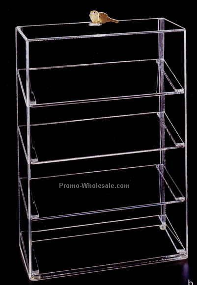 Acrylic Security Showcase W/ Mirror Back (4 Angled Shelves)