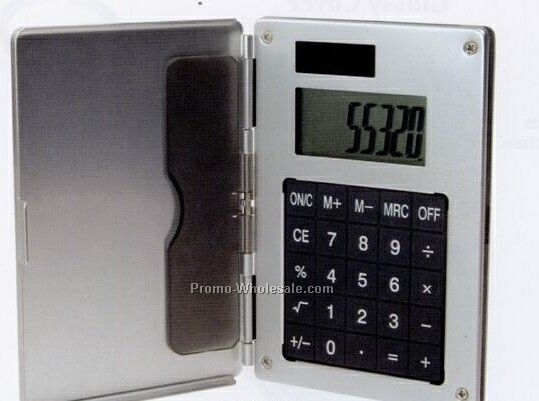 Aluminum Card Case W/ Solar Calculator