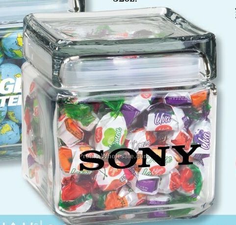 Assorted M&M 32 Oz. Square Glass Candy Jar