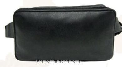 Black Lambskin Travel Waist Wallet Fanny Pack W/Drop-down Organizer