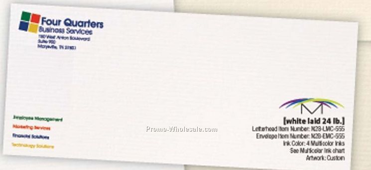 Bright White Linen Envelopes W/ 3 Multi Color Ink