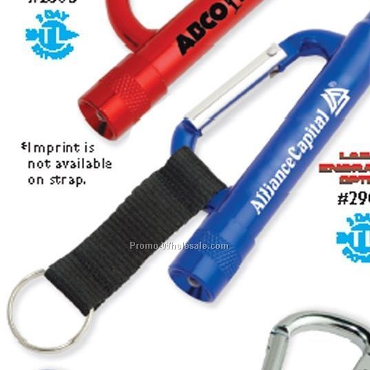 Carabiner Flashlight/ Whistle With Strap (Screen Printed)