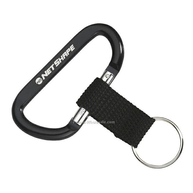 Carabiner With Strap - Black