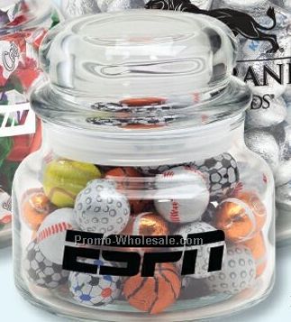 Chocolate Earth/ Sport Balls 11 Oz. Round Glass Candy Jar