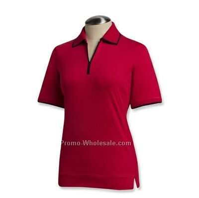 Cutter & Buck Alliance Organic Polo For Ladies Navy Red & Navy