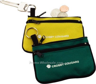 Double Zippered Coin Purse With Key Ring