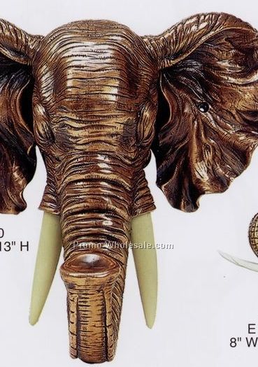 Elephant Head Figurine-copper Finish