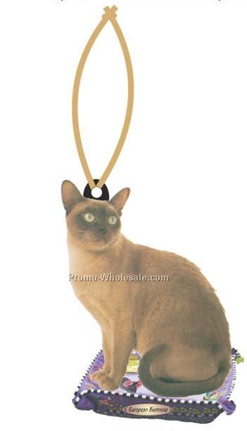 European Burmese Cat Executive Line Ornament W/ Mirrored Back (6 Sq. Inch)