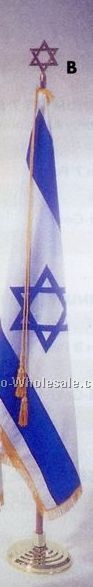 Israel(Zion) Religious Mounted Set W/ 4'x6' Indoor Flag On 9' Standard Pole