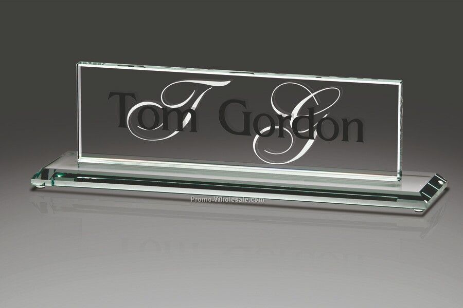 Jade Glass Nameplate - 12"x3-1/2"x3"