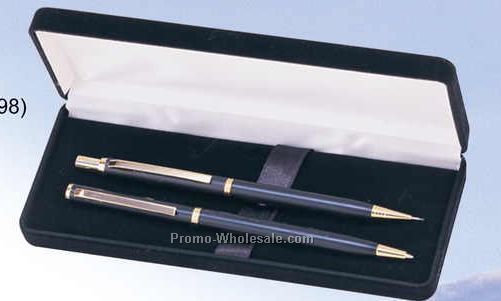 Matte Black Mechanical 0.5mm Pencil & Ball Pen Set (Engraved)