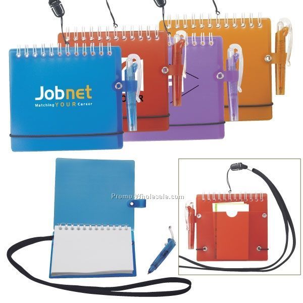 Pocket Spiral Notebook-on-a-rope W/ Pen