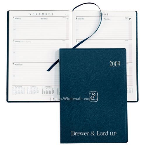 Red Sun Graphix Bonded Leather Portable Desk Planner (White Paper)