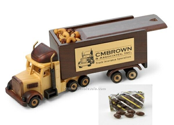 Semi Truck Nut Dispenser W/ Sliding Lid - Chocolate Almond