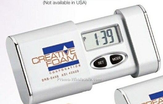 Silver Slide Out Travel Alarm Clock - 3"x2-1/4"x3/4"